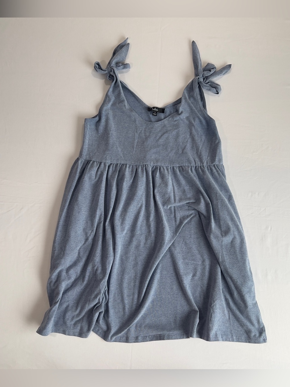 Lulu's Dusty Blue Tie-Shoulder Swing Dress
